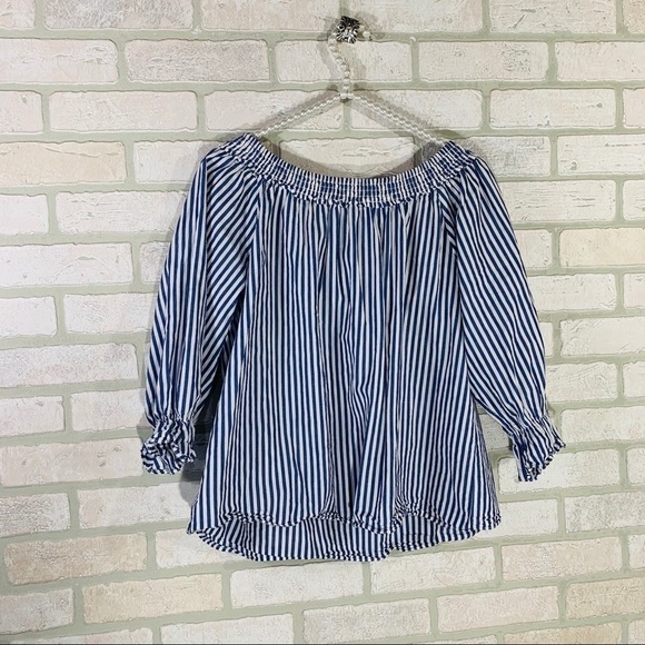 J.O.A. Off The Shoulder Stripe Top on Blue… - Picture 9 of 9